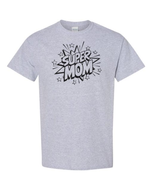 SUPER MOM CARTOON - Adult Round-neck T-shirt