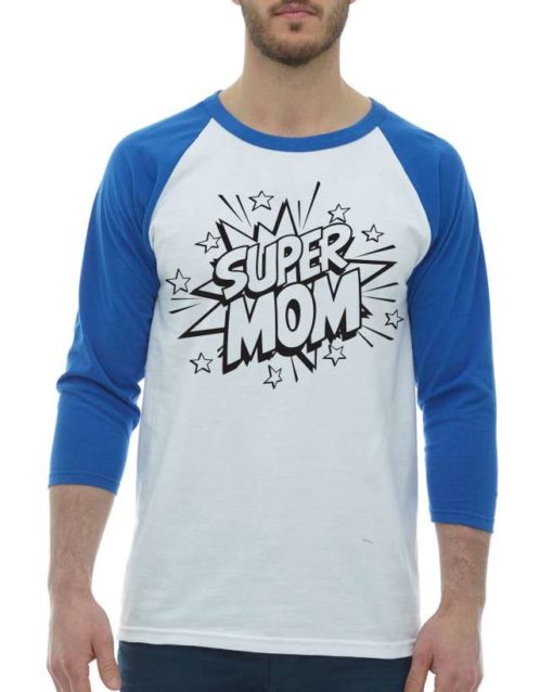 SUPER MOM CARTOON - Adult Baseball Tee 3/4 Sleeve