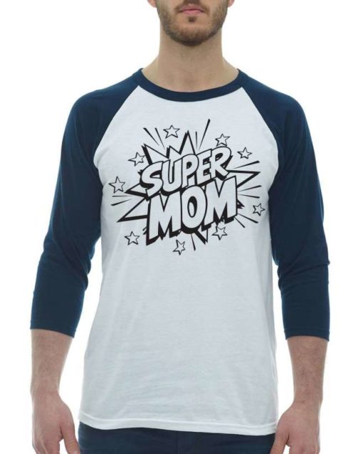 SUPER MOM CARTOON - Chandail De Baseball Manche 3/4 Pour Adultes