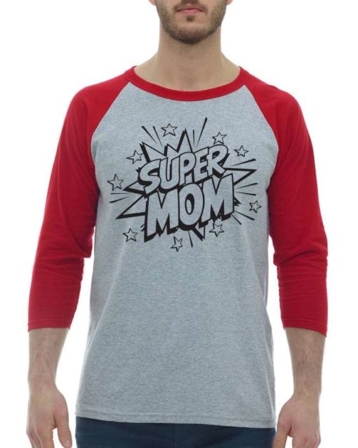 SUPER MOM CARTOON - Adult Baseball Tee 3/4 Sleeve