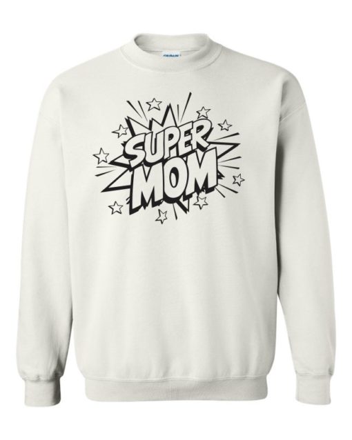 SUPER MOM CARTOON - Adult Crew Neck Sweatshirt (Unisex)