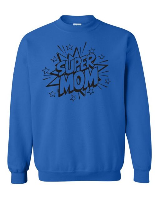 SUPER MOM CARTOON - Adult Crew Neck Sweatshirt (Unisex)