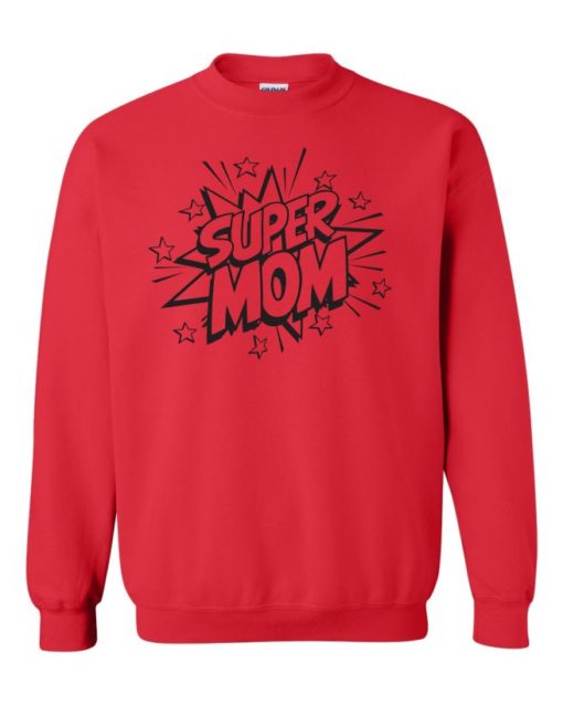 SUPER MOM CARTOON - Adult Crew Neck Sweatshirt (Unisex)