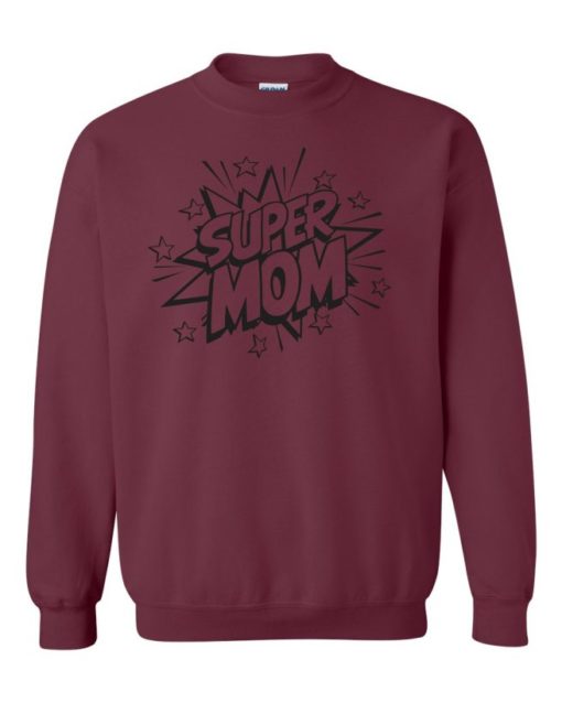 SUPER MOM CARTOON - Adult Crew Neck Sweatshirt (Unisex)