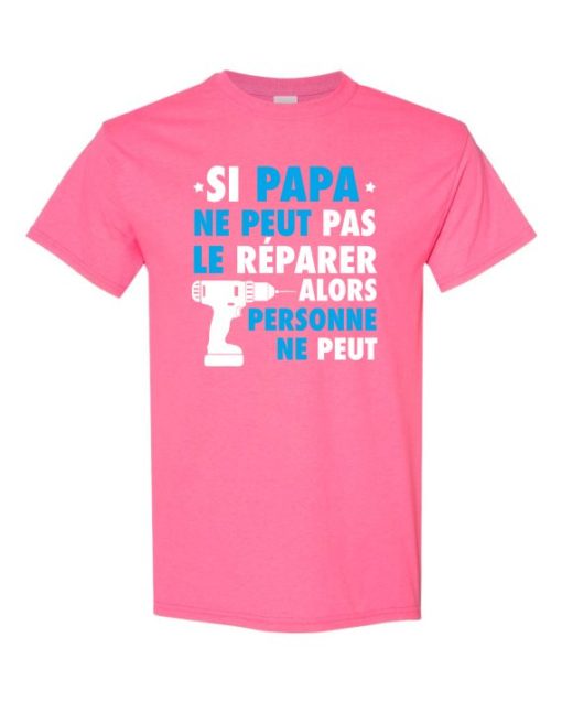 SI PAPA NE PEUT PAS WHITE  - T-shirt Col Rond Pour Adultes