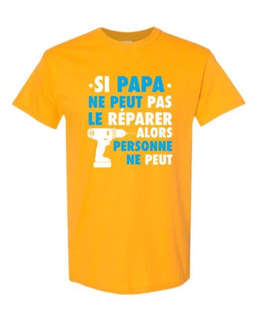 SI PAPA NE PEUT PAS WHITE  - T-shirt Col Rond Pour Adultes