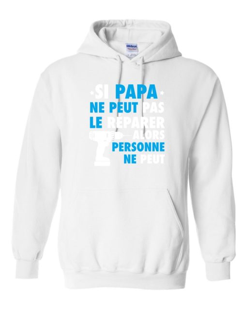 SI PAPA NE PEUT PAS WHITE  - Adult Hooded Sweatshirt (Unisex)