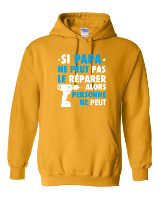 SI PAPA NE PEUT PAS WHITE  - Adult Hooded Sweatshirt (Unisex)